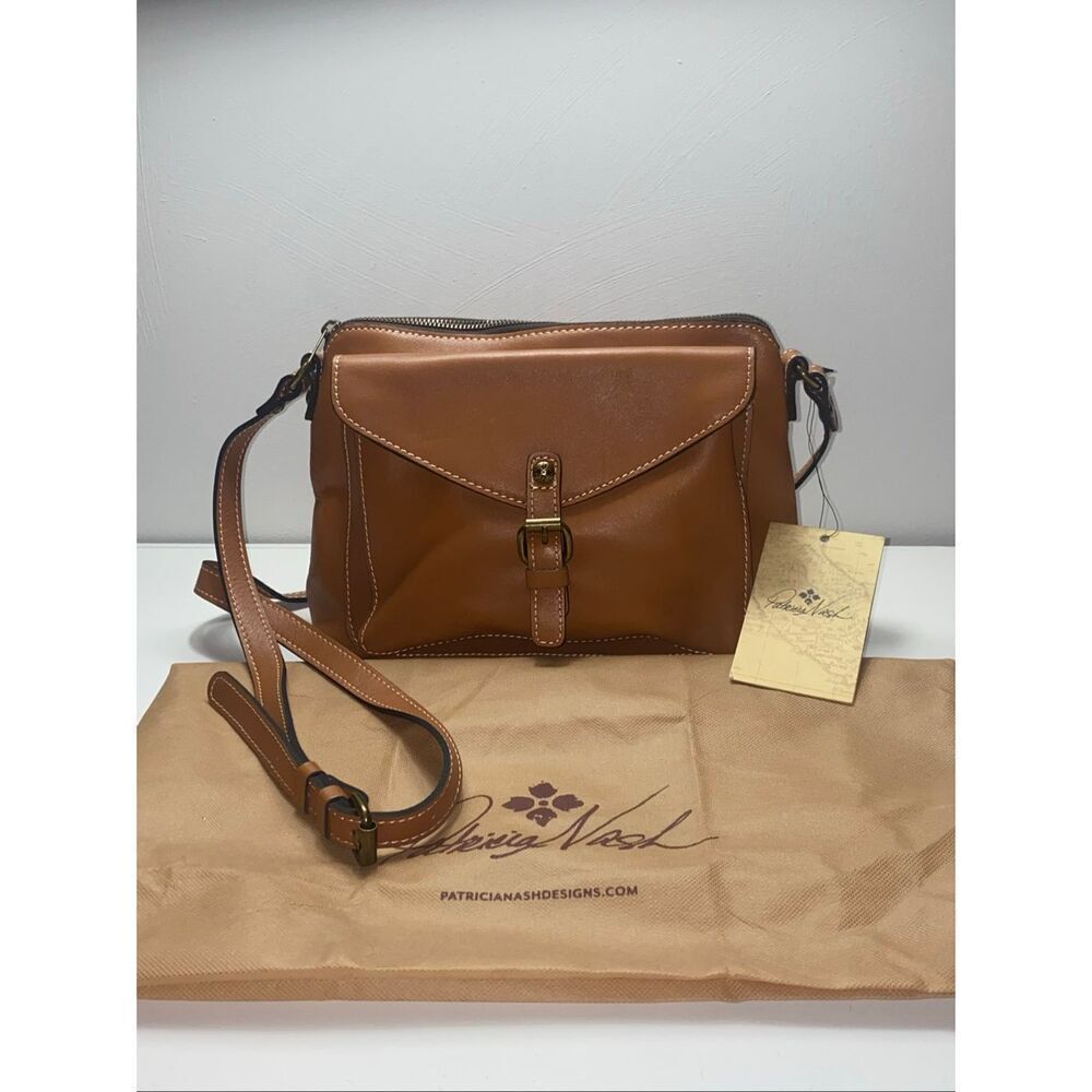 Patricia Nash Avellino Leather Crossbody Bag Brown Italian Leather Handbag NWT - Picture 2 of 11